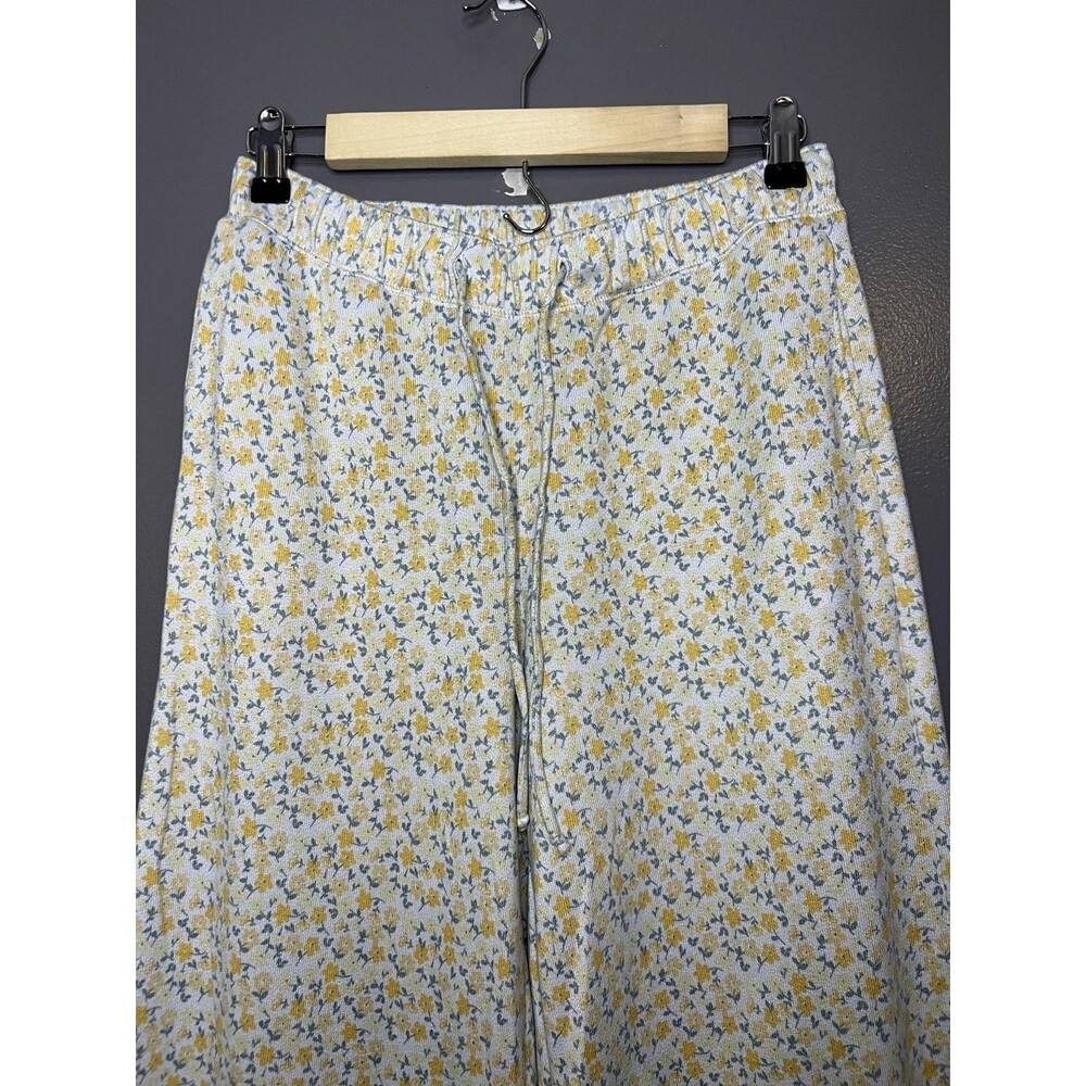 Gilly Hicks Pajama Pants Womens Medium White Floral Jersey Lounge Sleep Cozy